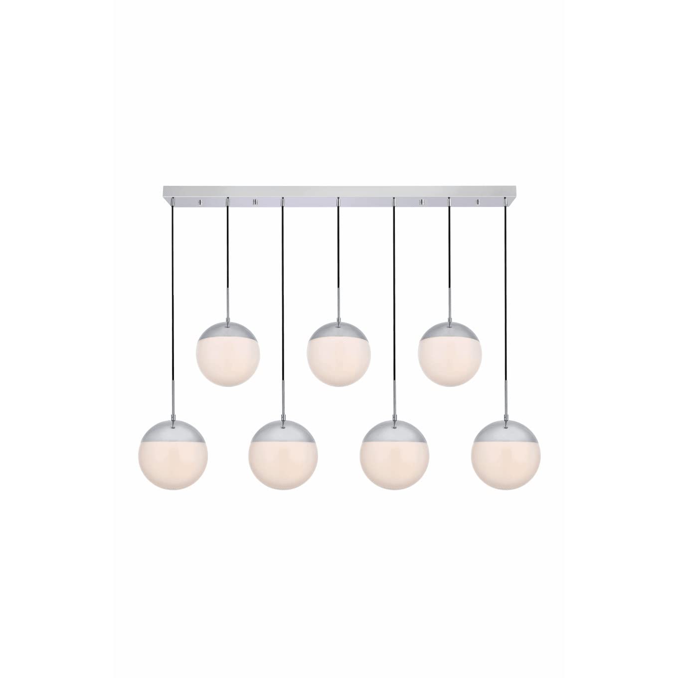 Eclipse 7 Lights Chrome Pendant With Frosted White Glass