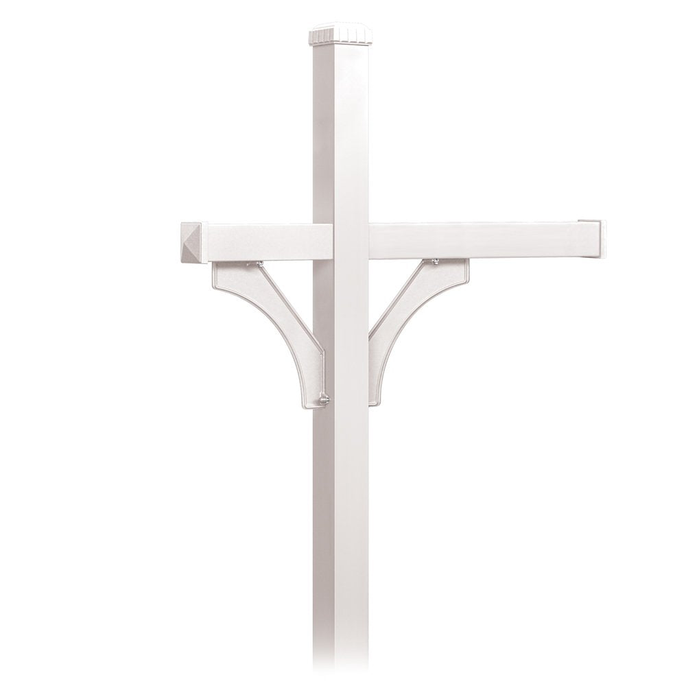 Deluxe Post - 2 Sided - In-Ground Mounted - for (3) Roadside Mailboxes - White