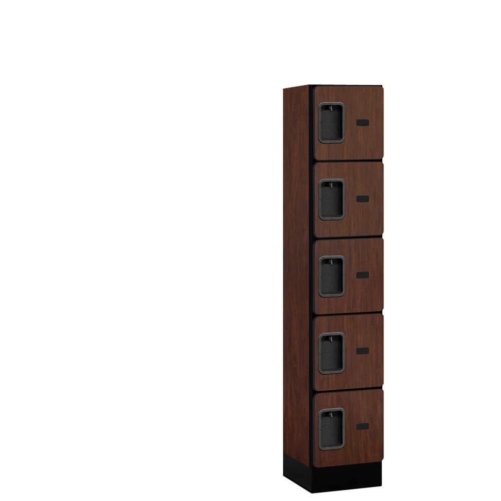 12 Wide Five Tier Box Style Designer Wood Locker - 1 Wide - 5 Feet High - 15 Inches Deep - Mahogany