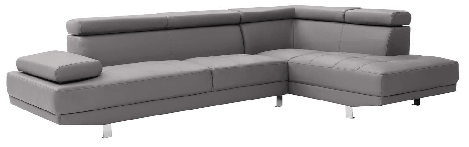Riveredge 109 in. W 2-piece Faux Leather L Shape Sectional Sofa in Gray