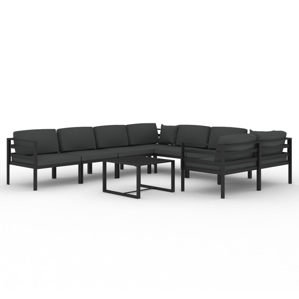vidaXL 9 Piece Patio Lounge Set with Cushions Aluminum Anthracite