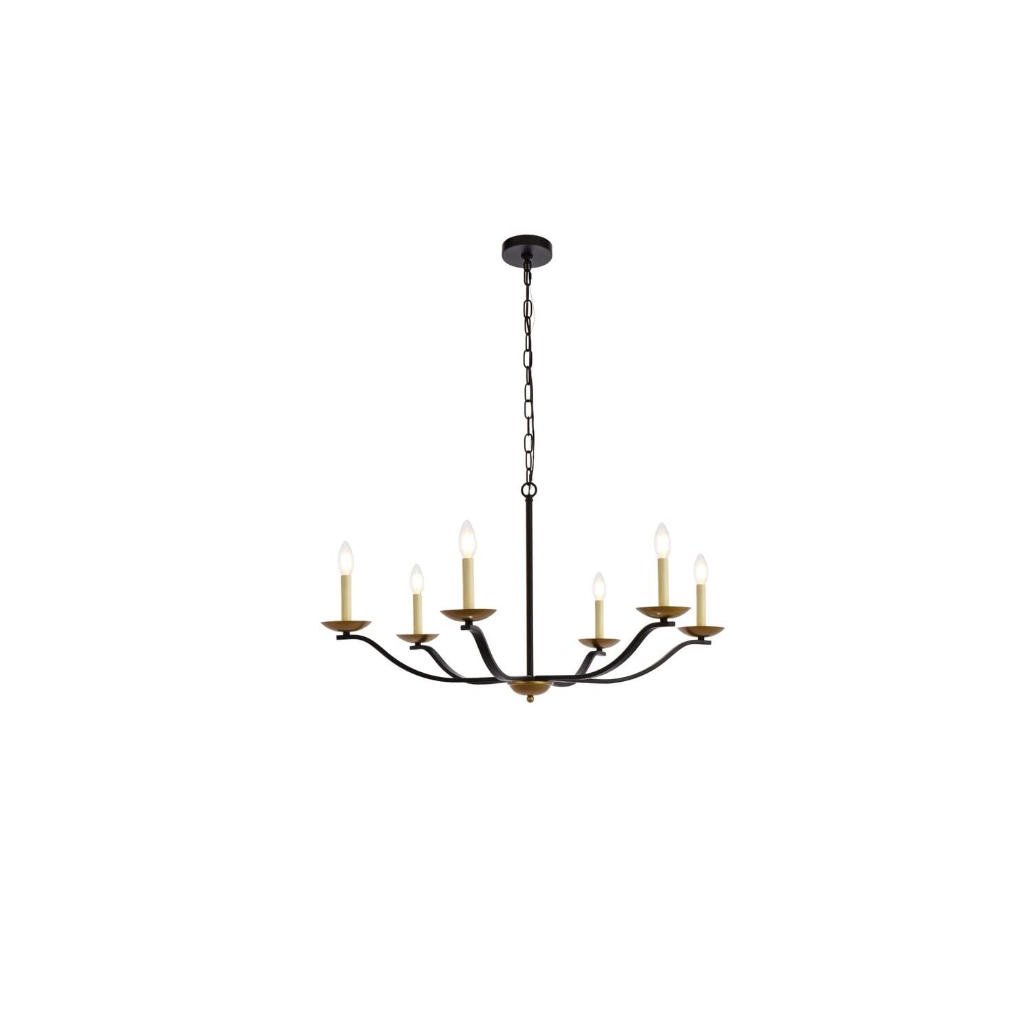 Trey 36 inch pendant in black and brass