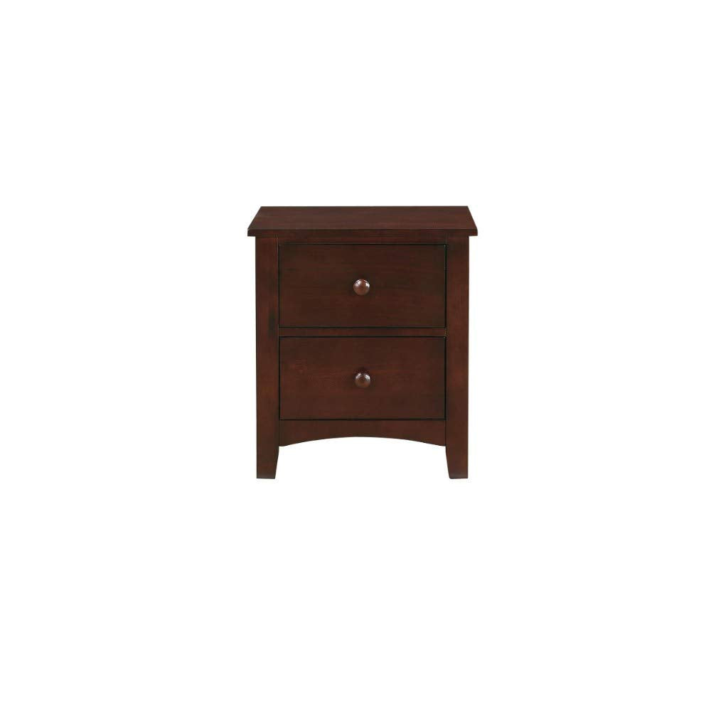 Modern Pine Wood 2 Drawer Night Stand,Brown