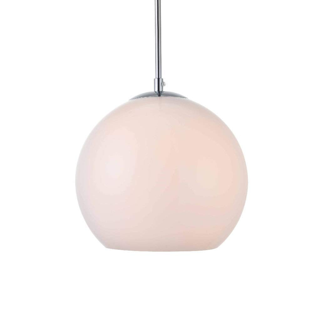 Elegant Lighting Living District Baxter 1-Light Metal Pendant In Chrome And Frosted White