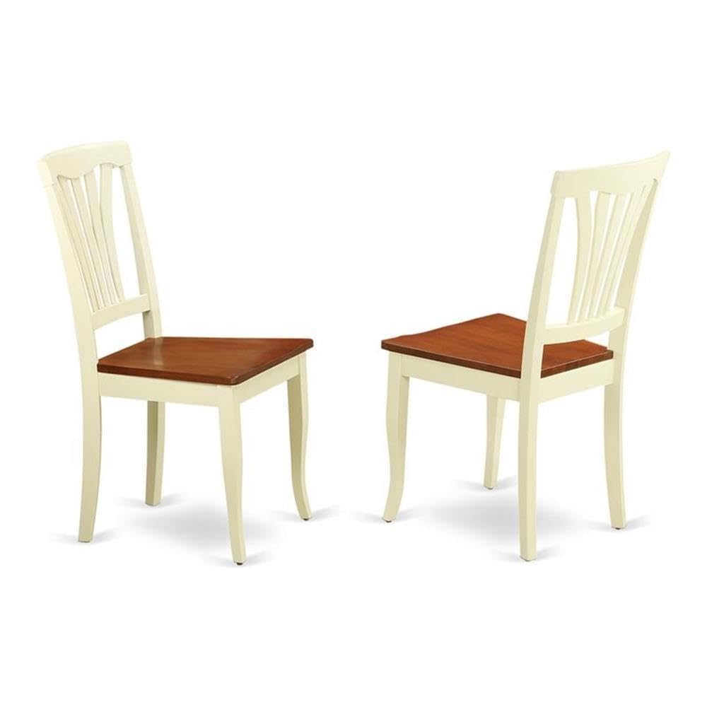 Set of 2 Chairs AVC-WHI-W Avon Dining Chair Wood Seat - Buttermilk and Cherry Finish