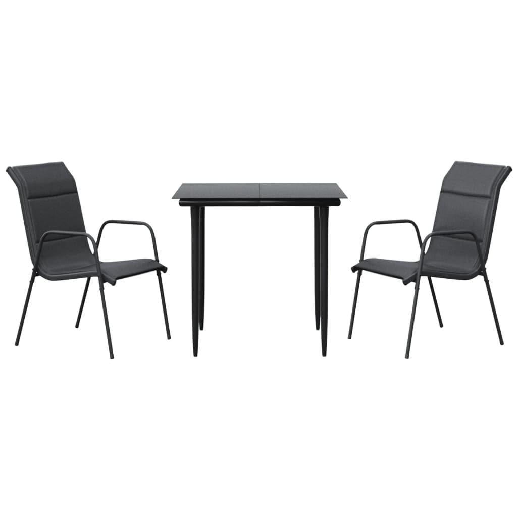vidaXL 5 Piece Patio Dining Set Black Steel and Textilene