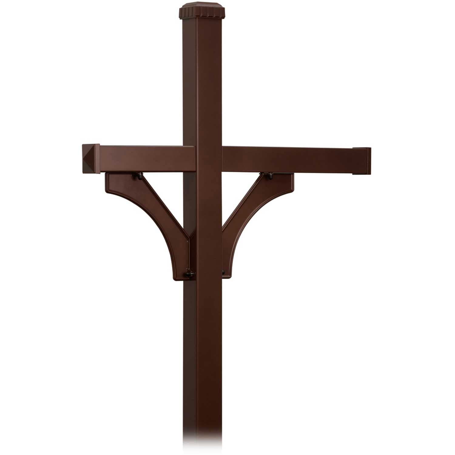 Deluxe Mailbox Post - 2 Sided for (3) Mailboxes - In-Ground Mounted - Bronze