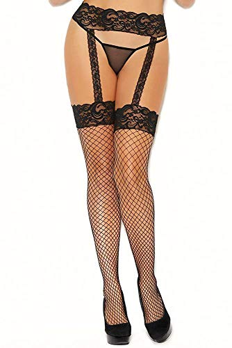 Diamond Net W/ Backseam Black Q/S