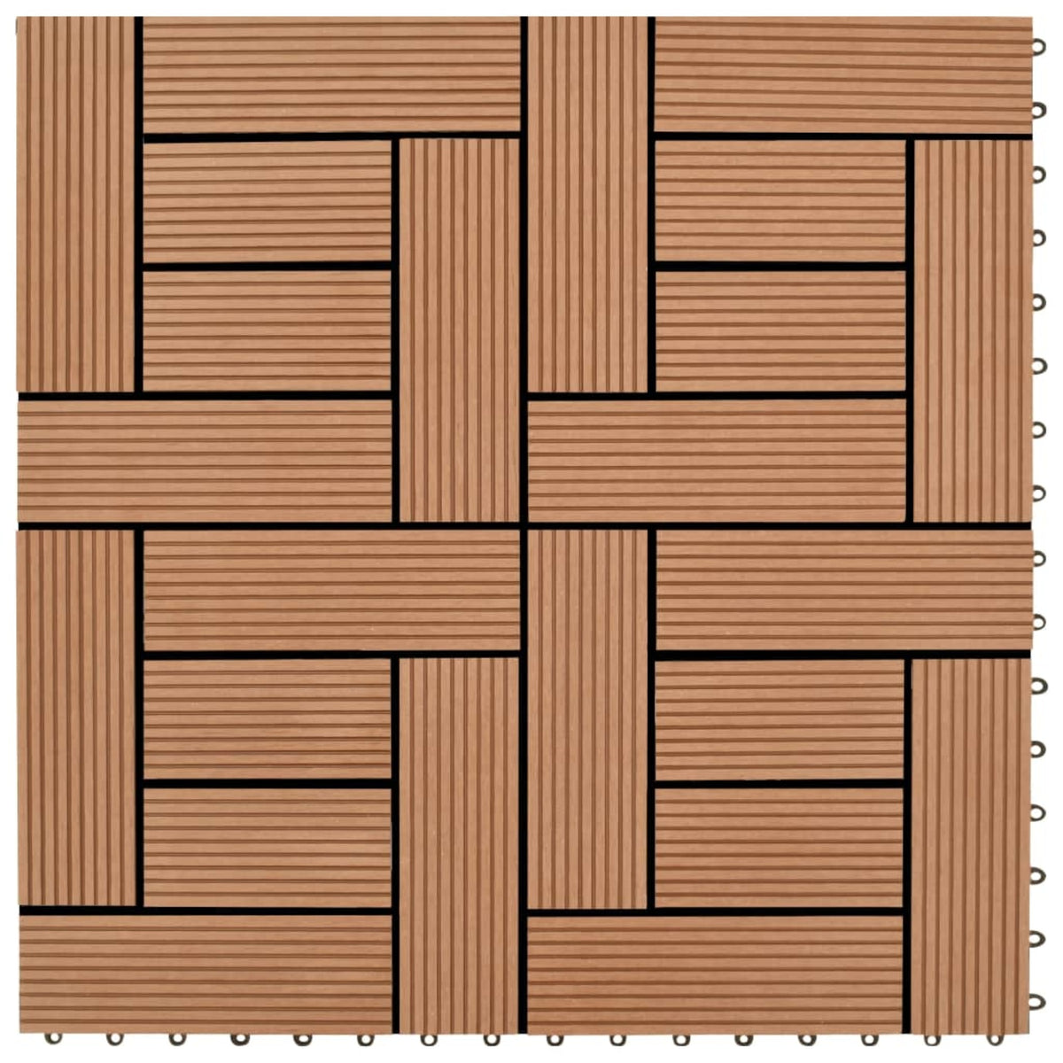 Brown 11 Pcs 11.8'X11.8' Decking Tiles Wpc 11 Ft