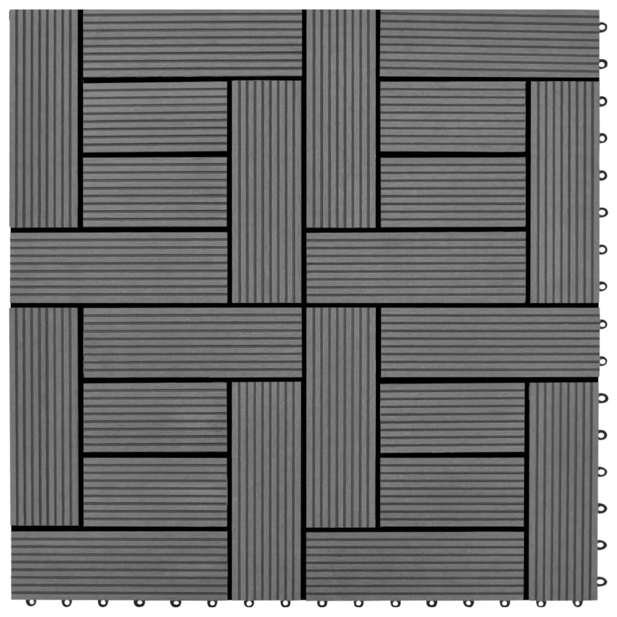 Gray 11 Pcs 11.8'X11.8' Decking Tiles Wpc 11 Ft