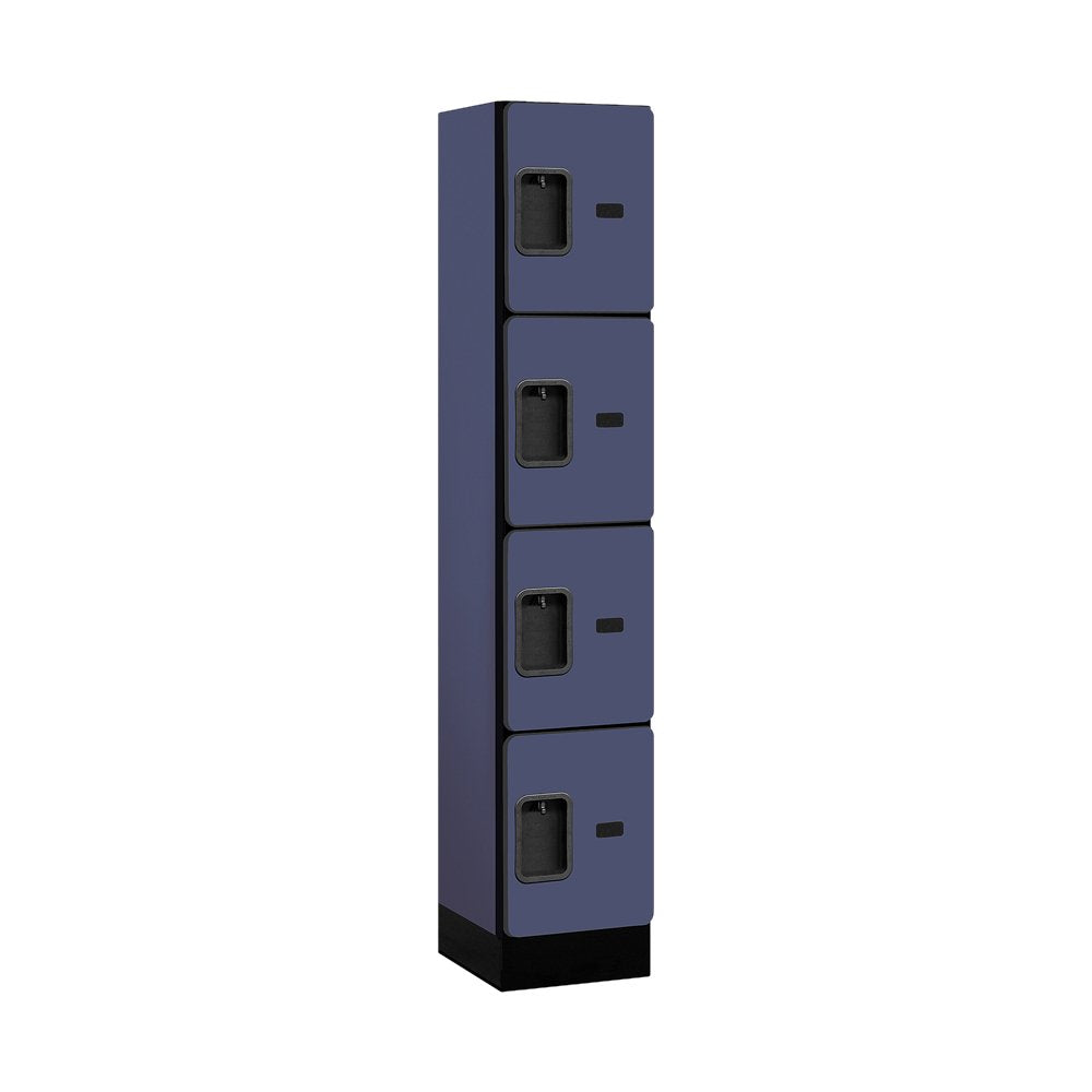 12 Wide Four Tier Designer Wood Locker - 1 Wide - 5 Feet High - 15 Inches Deep - Blue