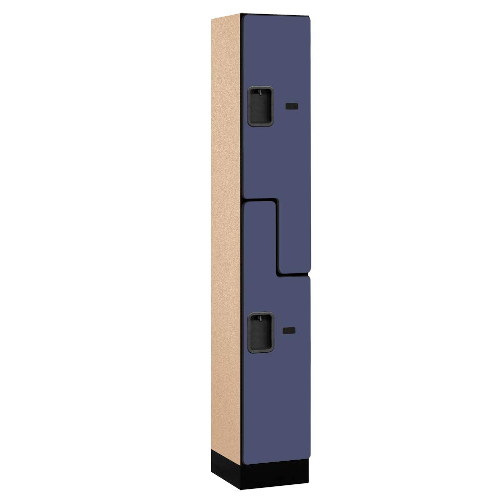12 Wide Double Tier S Style Designer Wood Locker - 1 Wide - 6 Feet High - 15 Inches Deep - Blue