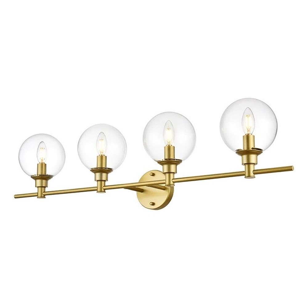 Living District Jaelynn 4-Light Iron & Glass Bath Sconce In Brass/Clear