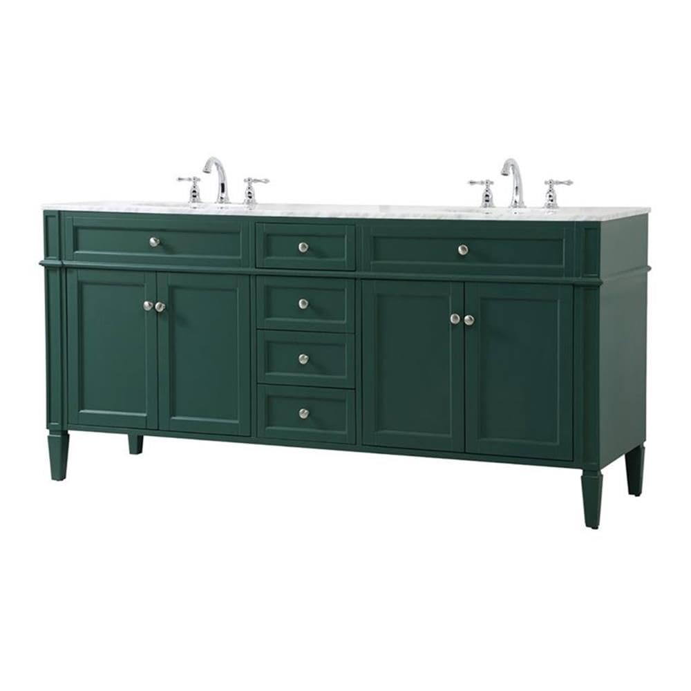 Elegant Decor Park Avenue 72 Metal Mdf Marble Double Bathroom Vanity In Green