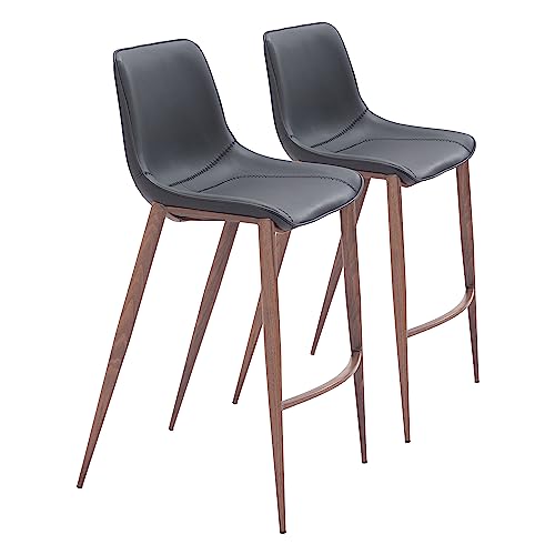Zuo Magnus Barstool Black & Walnut