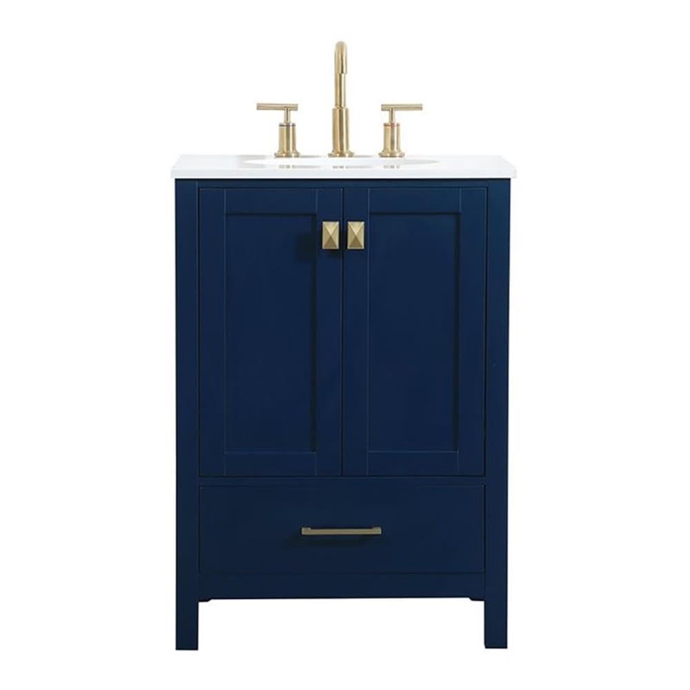Elegant Decor Irene 24' Zinc Alloy And Mdf Single Bathroom Vanity In Blue