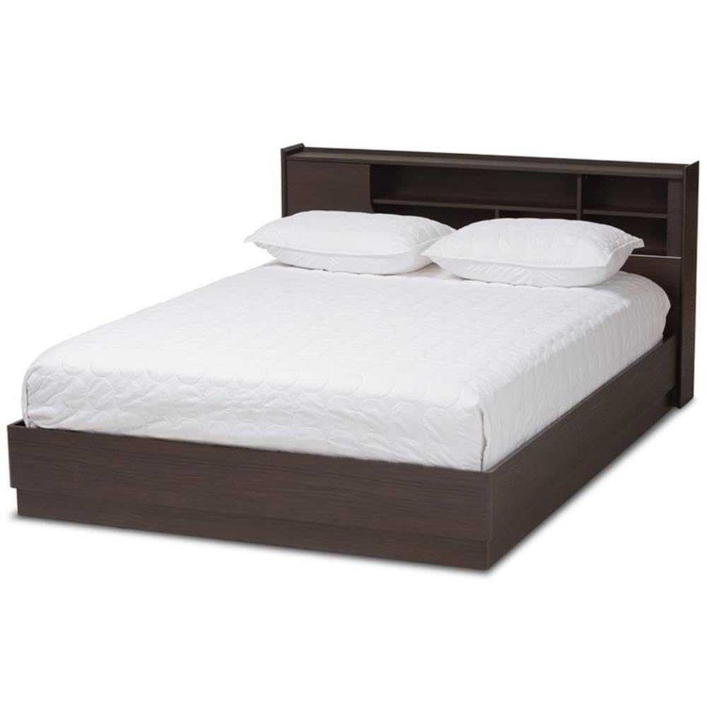 Baxton Studio Larsine Modern And Contemporary Brown Finished Queen Size Platform Storage Bed