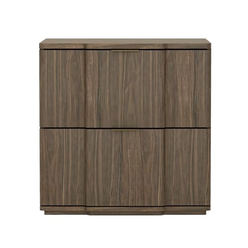 Clive 22 Nightstand in Walnut and Gold (2-Drawer)