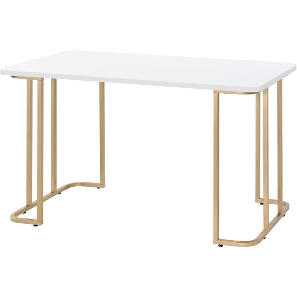Writing Desk, White & Gold Finish