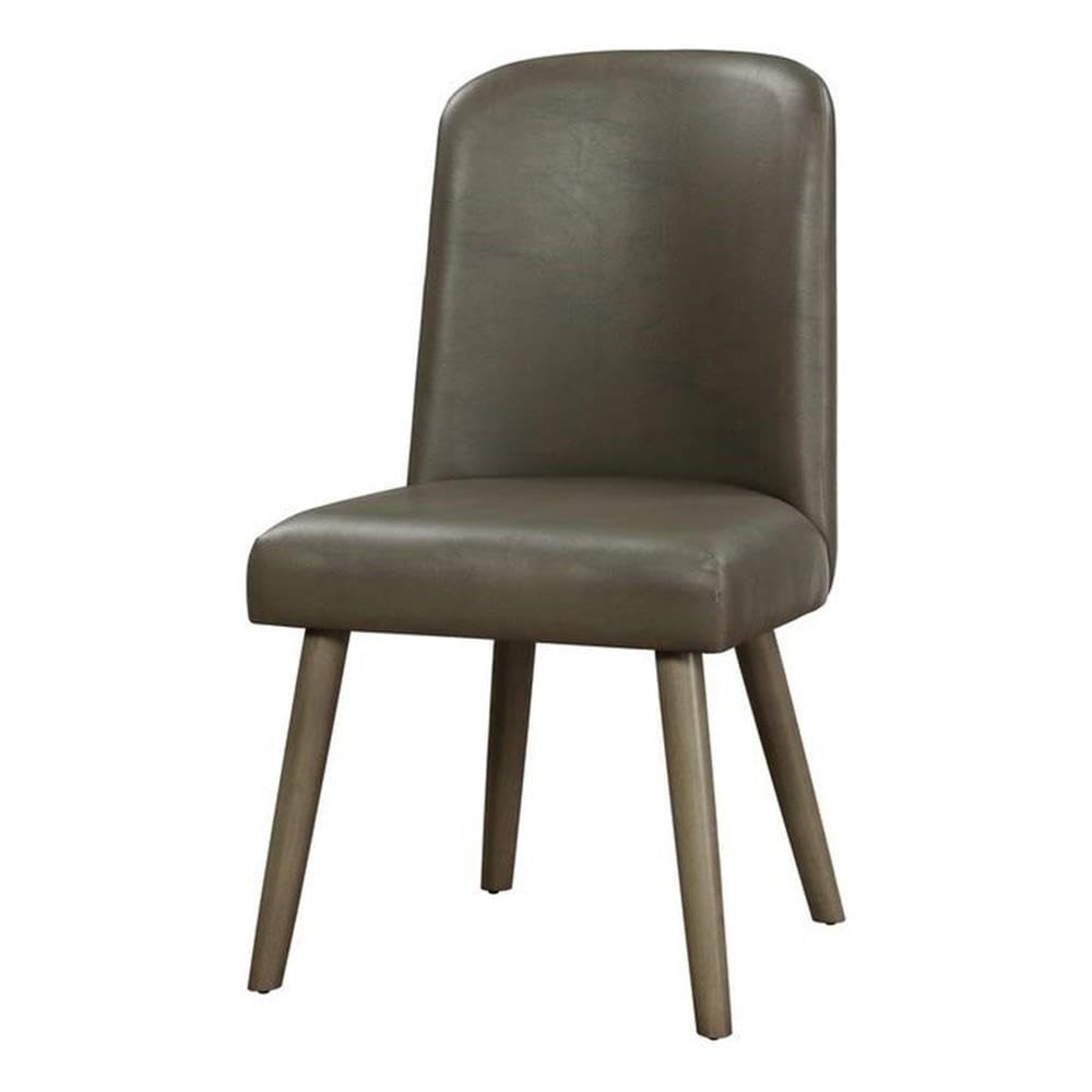 72202 Side Chair (Set-2) - Gray PU & Gray Oak