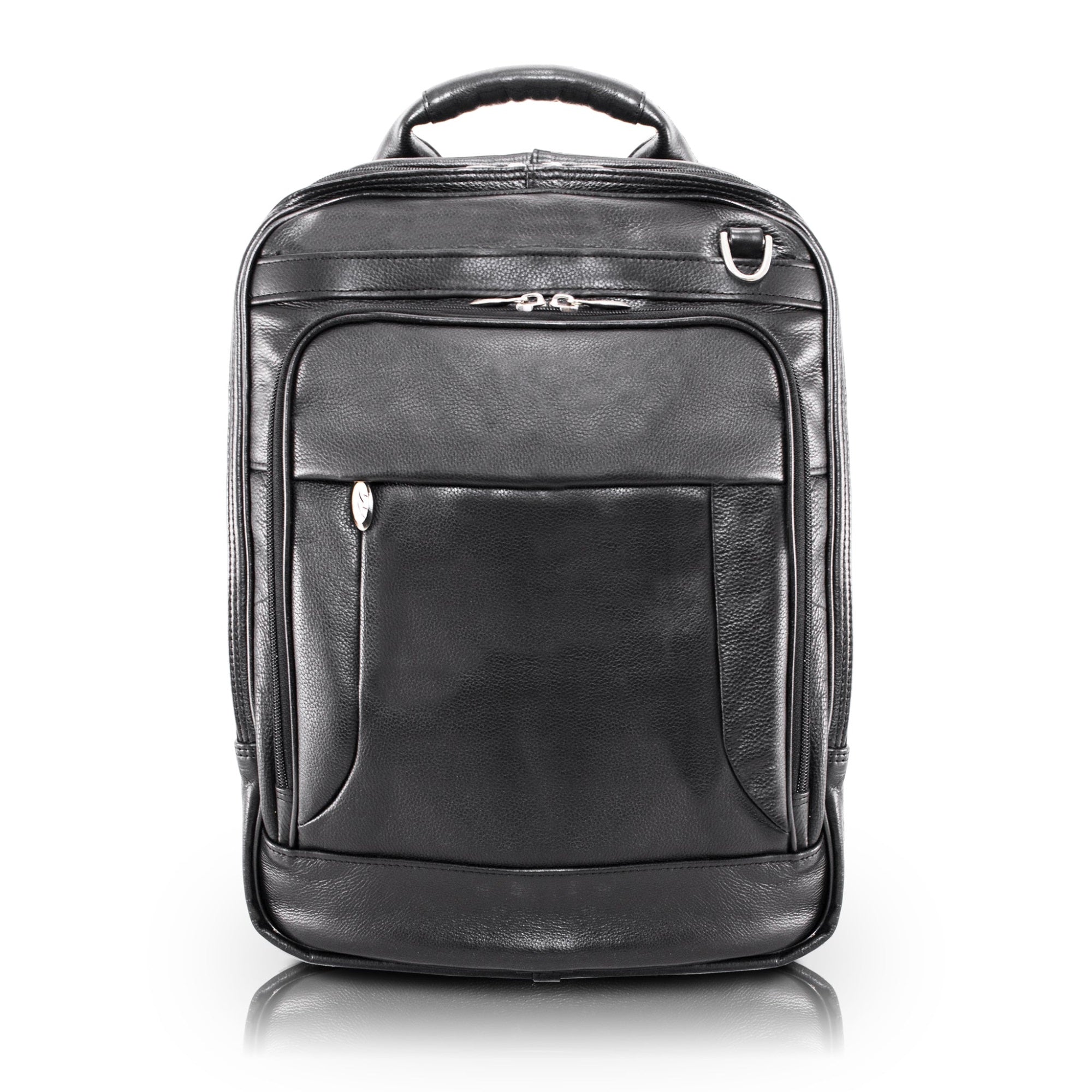 I Series | LINCOLN PARK | 15 Leather Three-Way Backpack Laptop Briefcase - Black