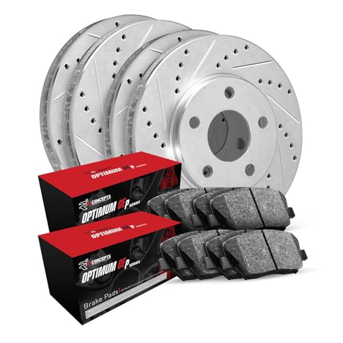 R1 Concepts Drilled and Slotted Silver Disc Brake Rotor and Drum Set with Optimum Oe Pads and Shoes WGUN2-63000