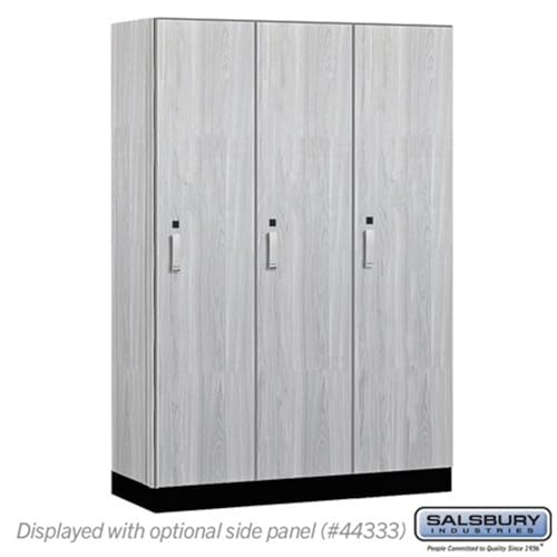 Salsbury 18 Wide Premier Wood Locker-Single Tier-3 Wide-6 Feet High-18” Deep-Silver Teak-Silver Electronic Locks