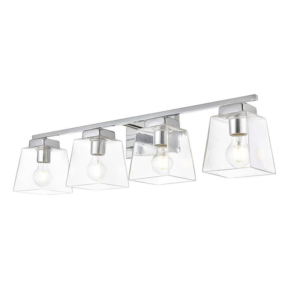Living District Merrick 4-Light Iron & Glass Bath Sconce In Chrome/Clear