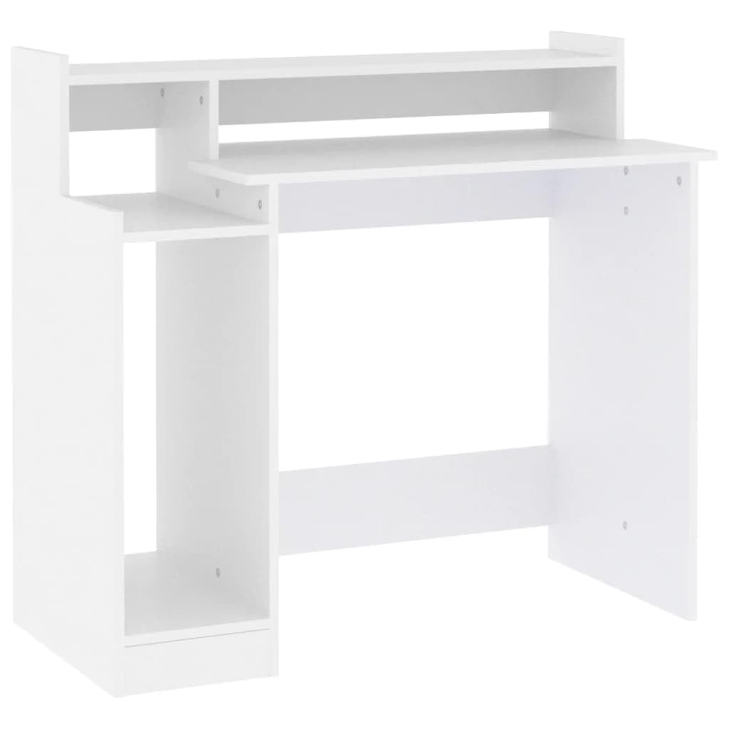 vidaXL Desk with LED Lights White 38.2x17.7??35.4??Engineered Wood