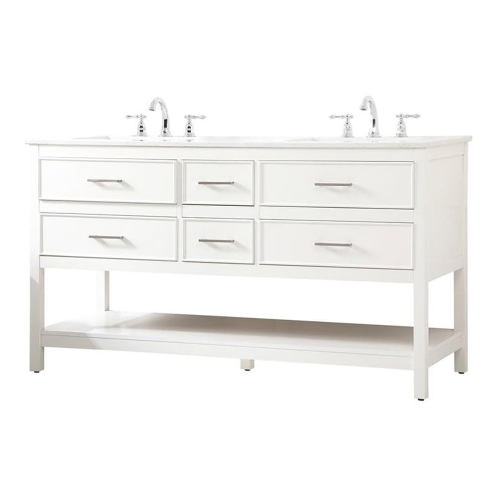 Elegant Decor Sinclaire 60 Aluminum Alloy & Mdf Double Bathroom Vanity In White