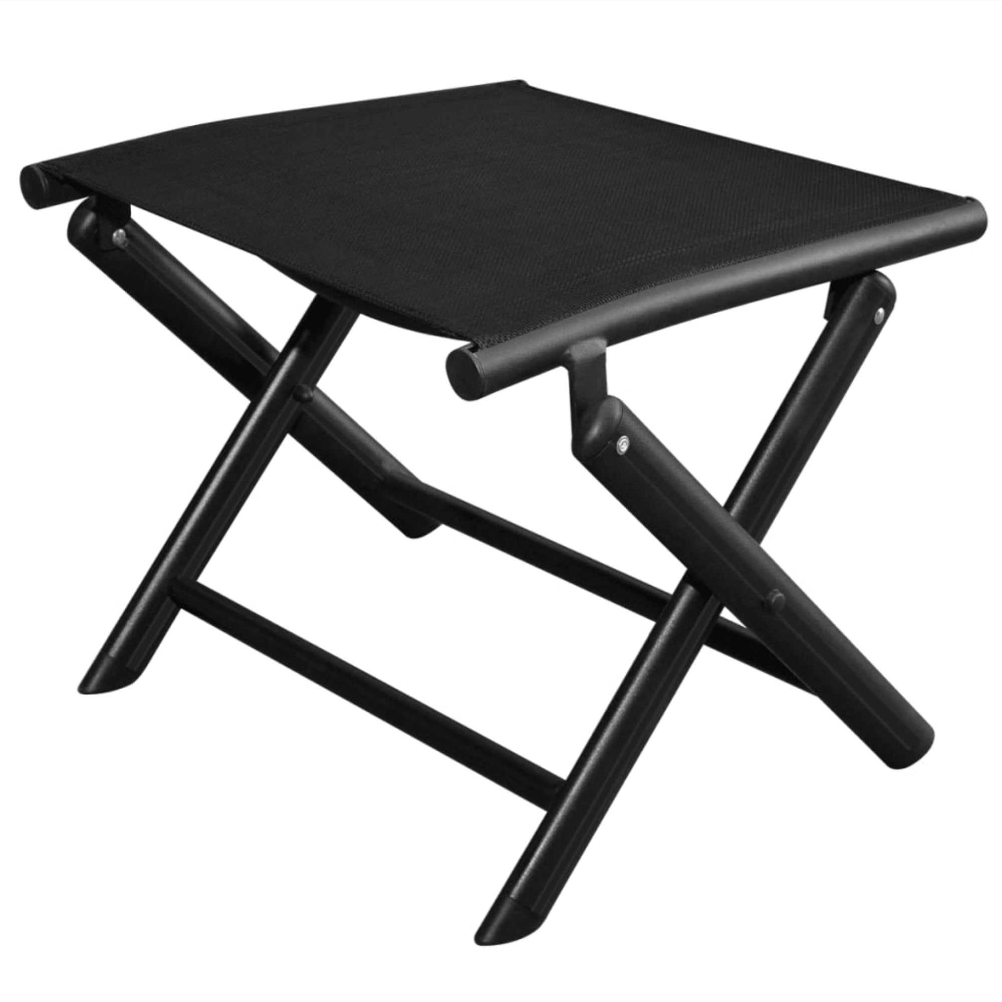 Vidaxl Folding Footstool Black Aluminum And Textilene