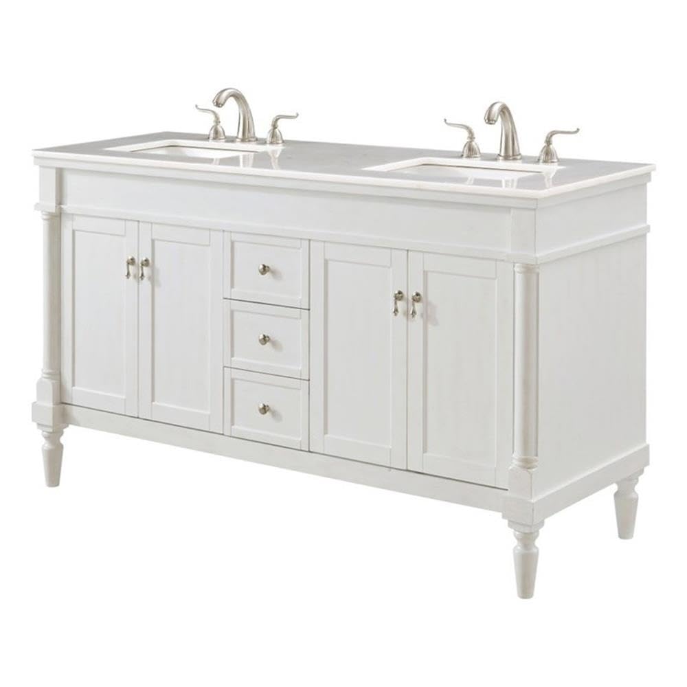 Elegant Decor Lexington 60 Wood Single Bathroom Vanity In Antique White