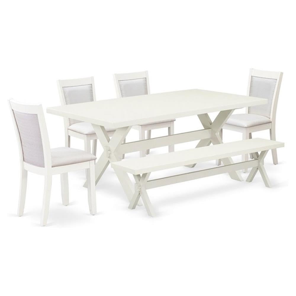 X027MZ001-6 6Pc Dinette Set - Rectangular Table , 4 Parson Chairs and a Bench - Multi-Color Color