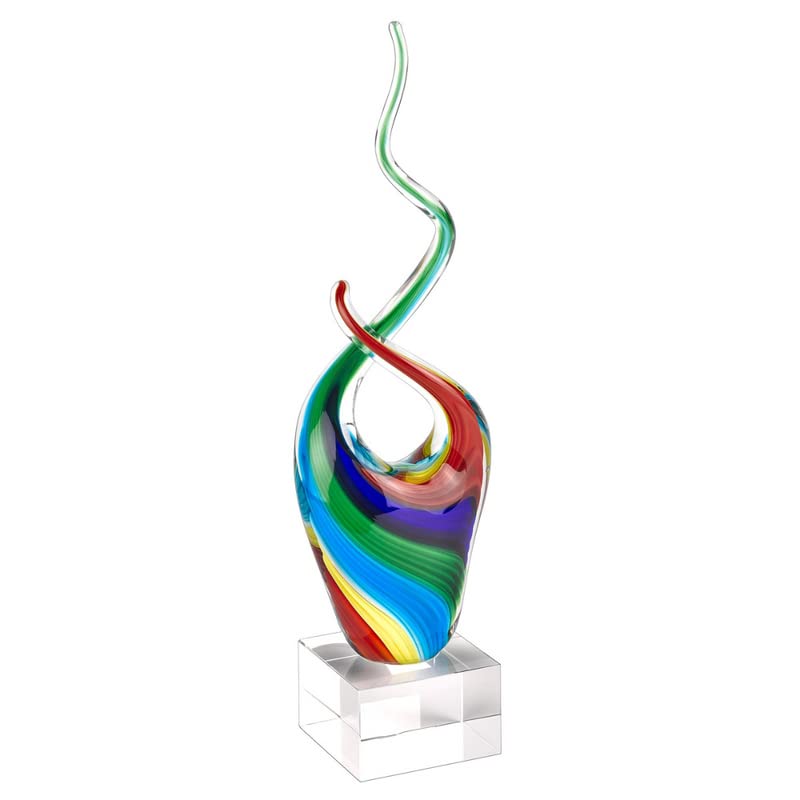Badash Rainbow Murano-Style Art Glass Centerpiece - 14 Tall Mouth-Blown Glass Sculpture On Crystal Base - Contemporary Home De