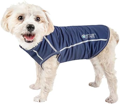 Pet Life  Active Racerbark 4-Way Stretch Performance Active Dog Tank Top T-Shirt, Navy - Medium