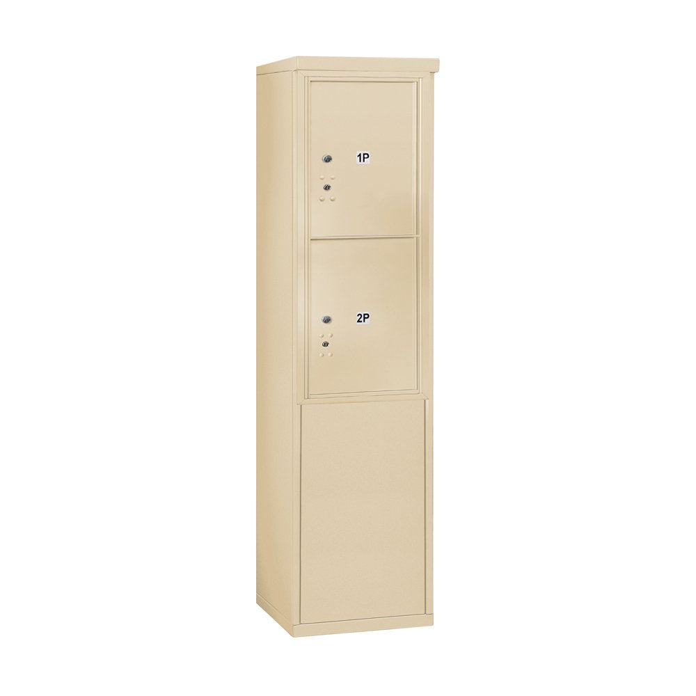 10 Door High Free-Standing 4C Horizontal Parcel Locker with 2 Parcel Lockers in Sandstone with USPS Access