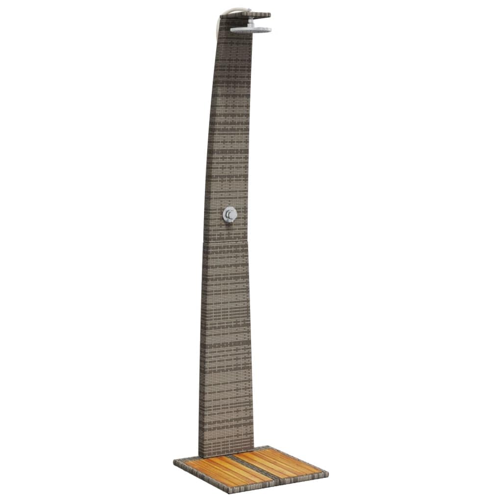 vidaXL Outdoor Shower Gray 21.7x23.6"x88.2" Poly Rattan and Acacia Wood"