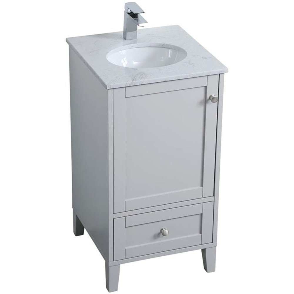 Elegant Decor Sommerville 18' Single Quartz Top Bathroom Vanity In Gray