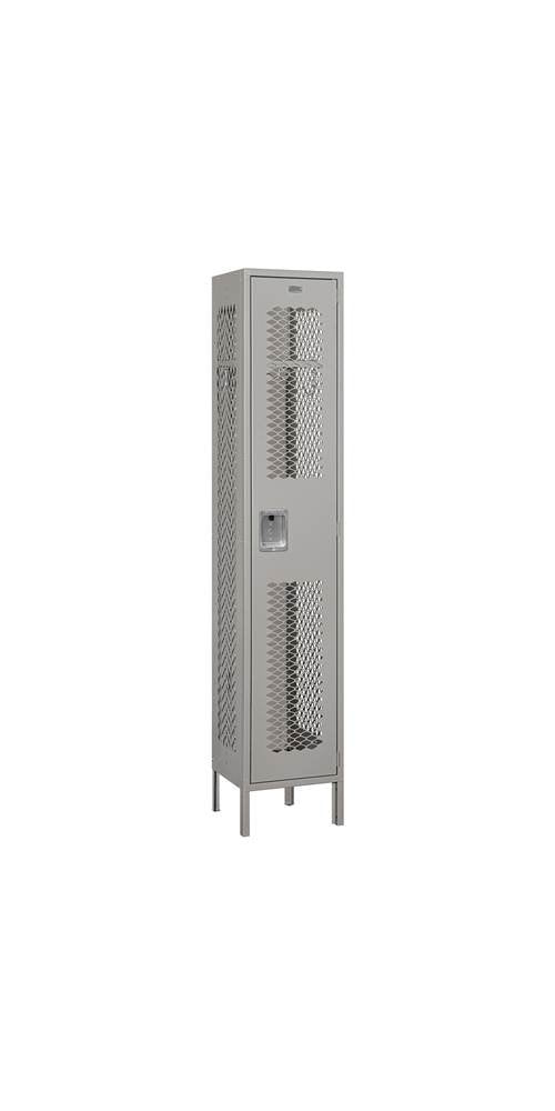 15 Wide Single Tier Vented Metal Locker - 1 Wide - 6 Feet High - 15 Inches Deep - Gray - Assembled