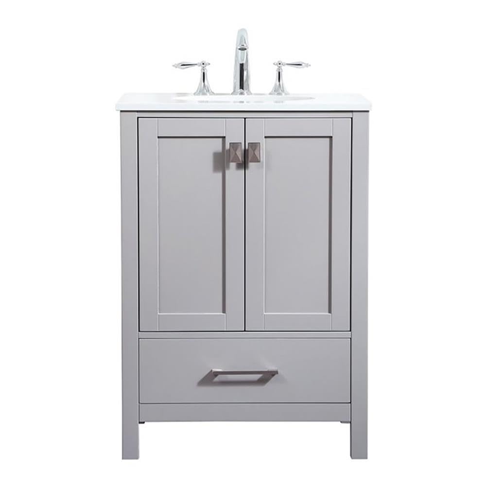 Elegant Decor Irene 24' Zinc Alloy And Mdf Single Bathroom Vanity In Gray