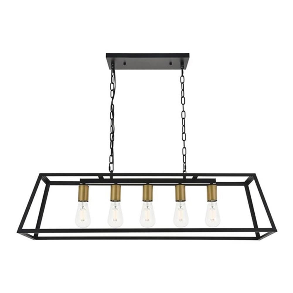 Resolute 5 light brass and black Pendant