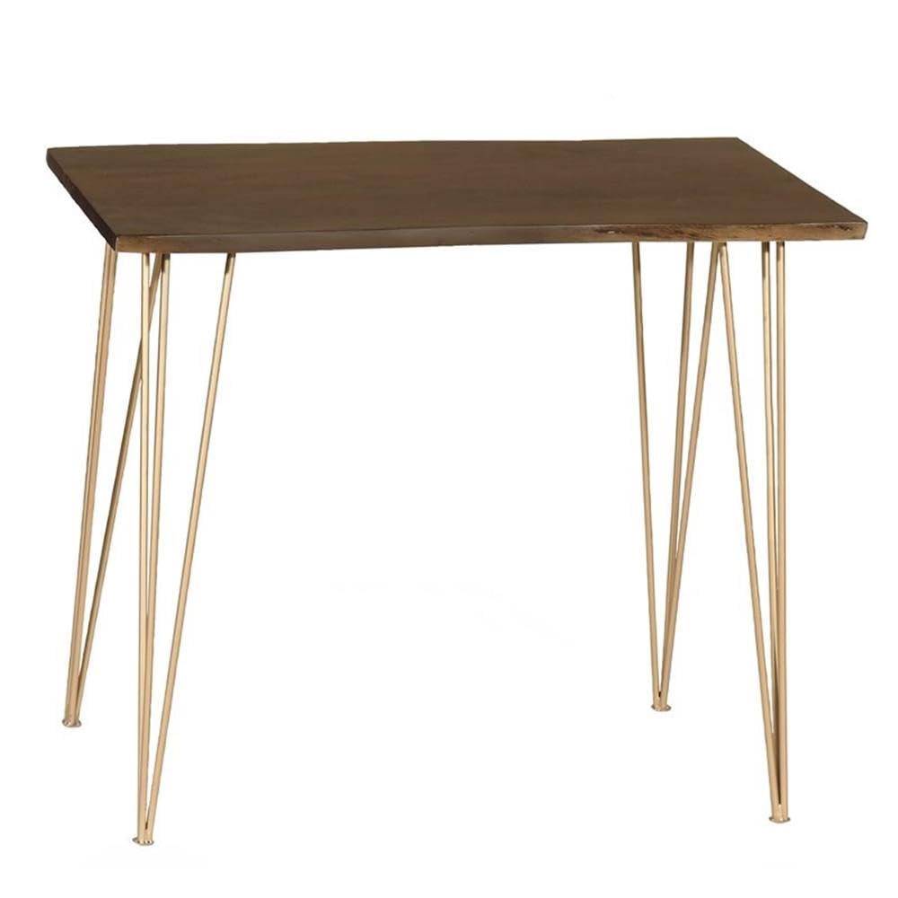 Seti Live Edge Bar Table - Elm Top - Gold Base