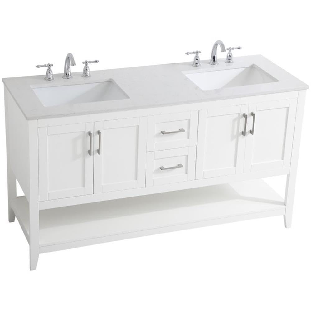 Elegant Kitchen And Bath 60 Inch Double Bathroom Vanity Cabinet - White