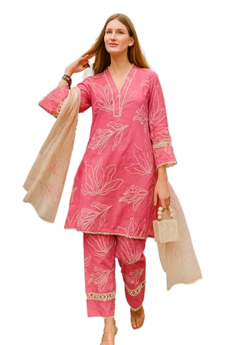 Lookmark WomenS Cotton Blend Printed Kurta With Pant & Dupatta| Kurta With Pants And Dupatta Set_Az-Lm-Ks2187_Cg2-Xxl