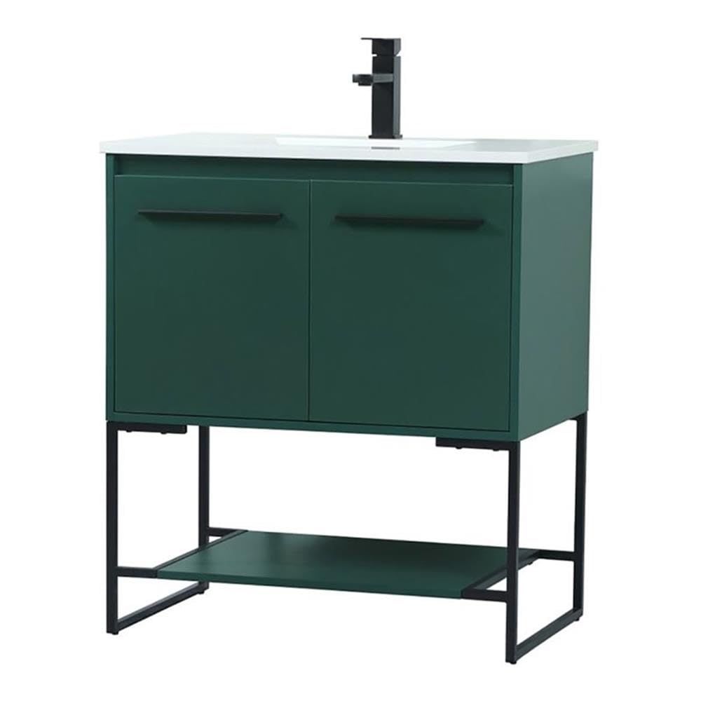 Elegant Decor Sloane 30 Mdf And Steel Single Bathroom Vanity In Green