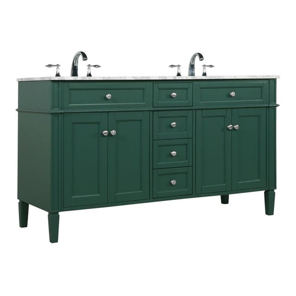 Elegant Decor Park Avenue 60 Metal Mdf Marble Double Bathroom Vanity In Green