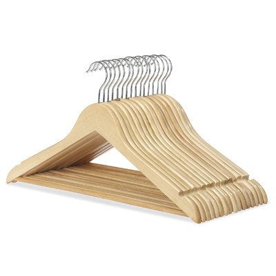 Whitmor Set of 16 Natural Wood Suit Hangers