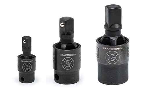 Gearwrench 3 Pc. 1/4, 3/8 & 1/2 Drive X-Core Pinless Impact Universal Joint Set - 84960