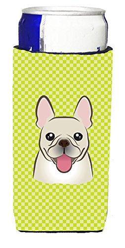 Carolines Treasures Bb1300Muk Checkerboard Lime Green French Bulldog Ultra Beverage Insulators For Slim Cans, Slim Can, Multicol