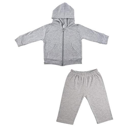 Bambini Heather Grey Interlock Sweat Pants And Hoodie Set, Nb